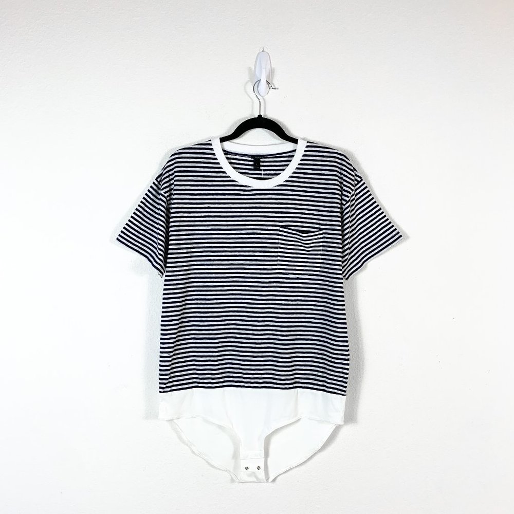 J Crew - NWOT Navy Striped Tee Bodysuit Size L